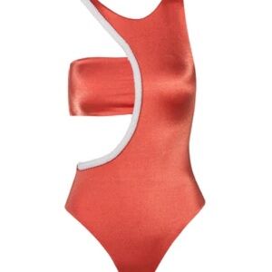 Baobab Collection Coral Swimsuit with White Trim